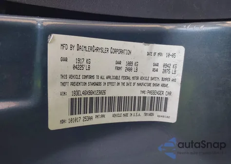 2006 Dodge Stratus Sxt z USA, uszkodzony, nr VIN 1B3EL46X96N123026